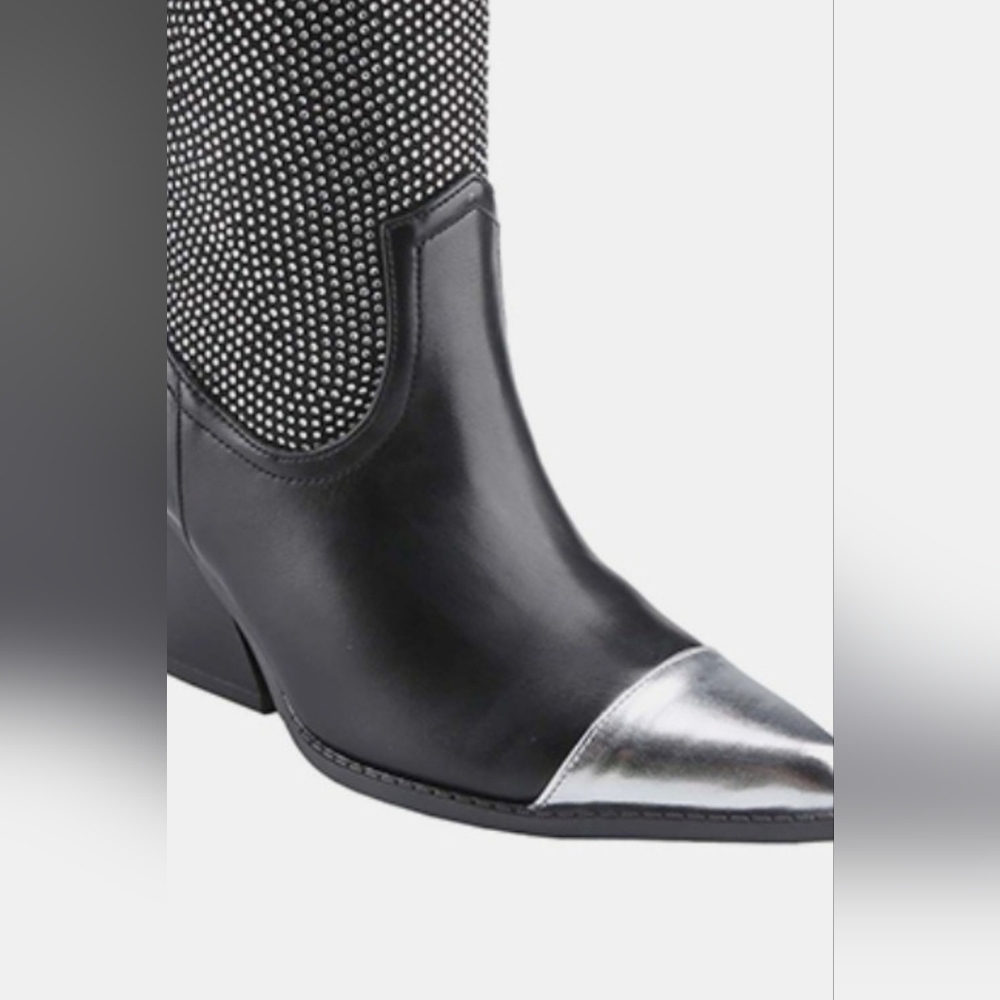 Weeboo Chunky Heel Rhinestone Western Cowboy Boots - Picture 2 of 4